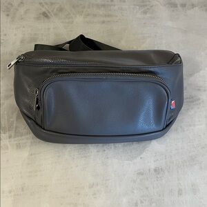Kibou Vegan Leather Diaper Baby Belt Bag Fanny Pack Charcoal Gray